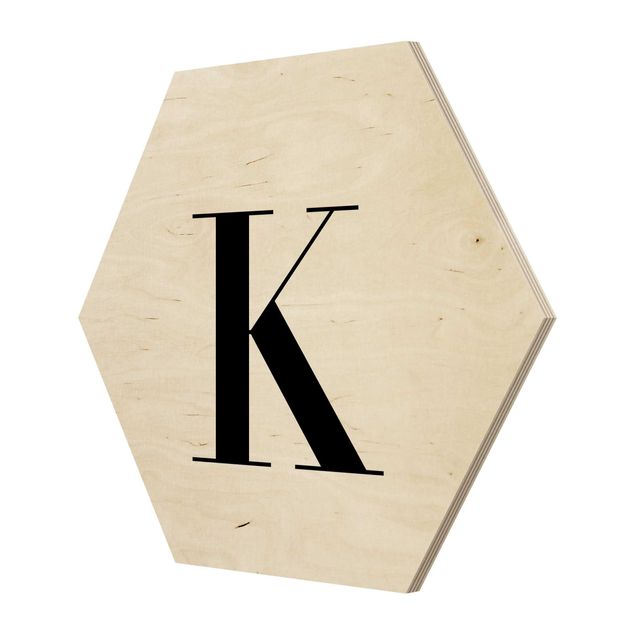 Hexagone en bois - Letter Serif White K