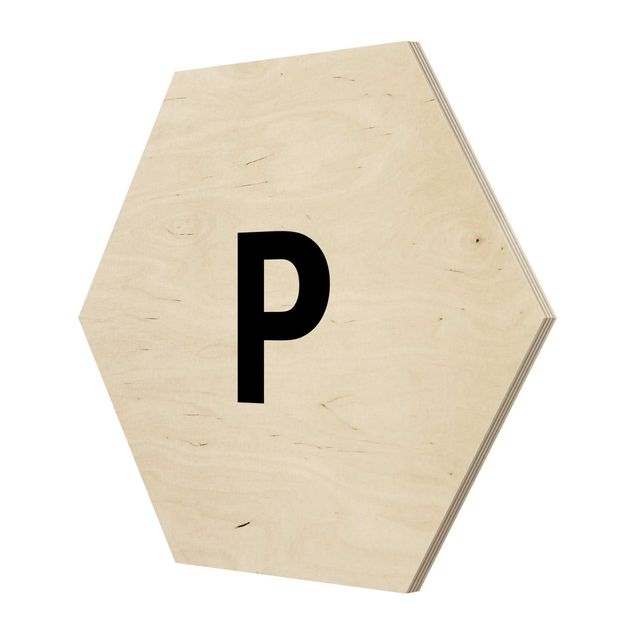 Hexagone en bois - Letter White P