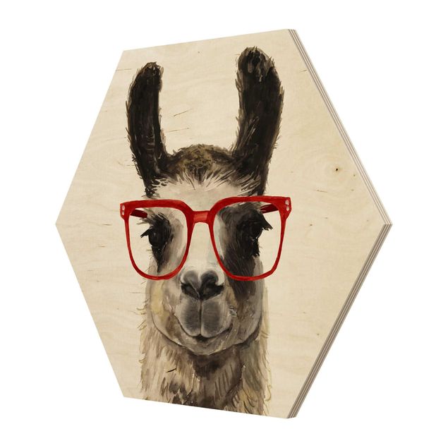 Hexagone en bois - Hip Lama With Glasses II