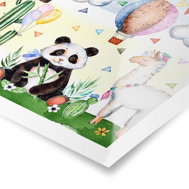 Posters animaux Panda et Lama Aquarelle