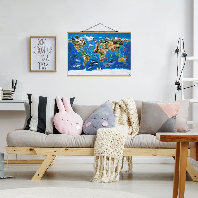 Tableaux modernes Animal Club International - World Map With Animals