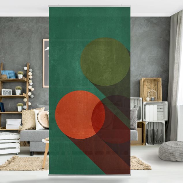 Déco mur cuisine Formes abstraites - Cercles en vert et rouge