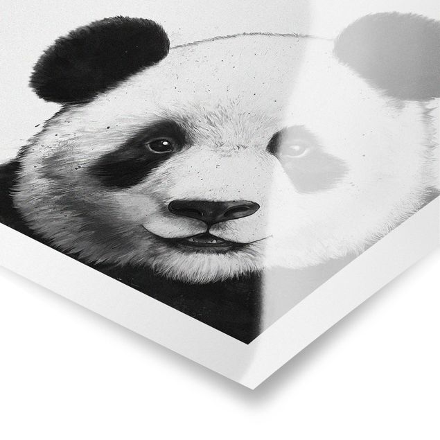 Cadre animaux Illustration Panda Dessin Noir Et Blanc