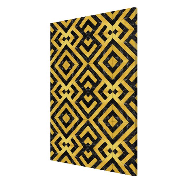 Tableaux moderne Mélange de carreaux géométriques Art Déco Gold Black Marble