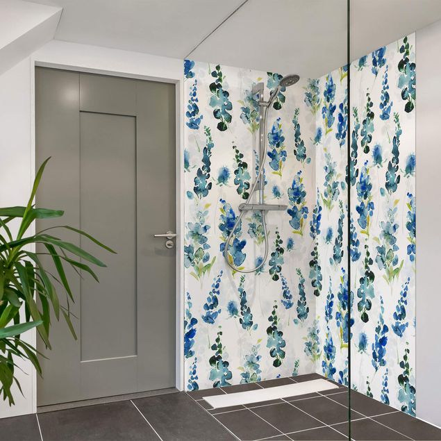 Panneau mural salle de bain Fleurs Magnifiques En Bleu