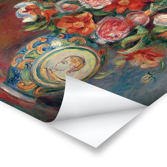 Tableau dominante rouge Auguste Renoir - Vase à fleurs