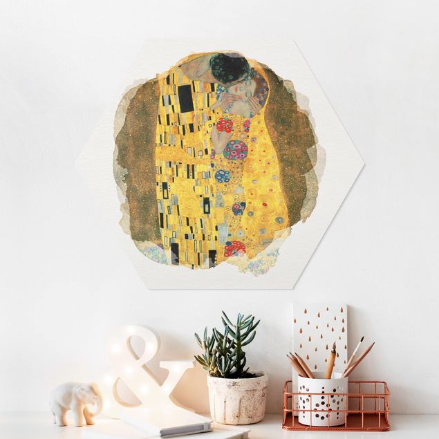 Tableaux art nouveau Aquarelles - Gustav Klimt - Le baiser