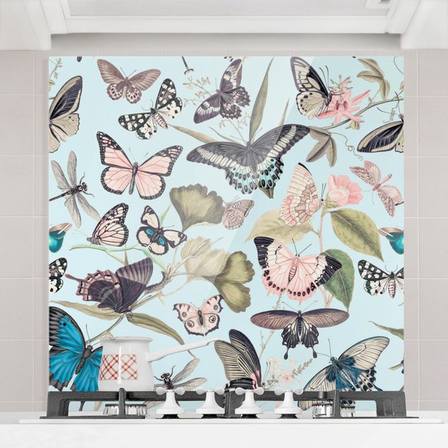 Décorations cuisine Collage Vintage - Papillons et Libellules