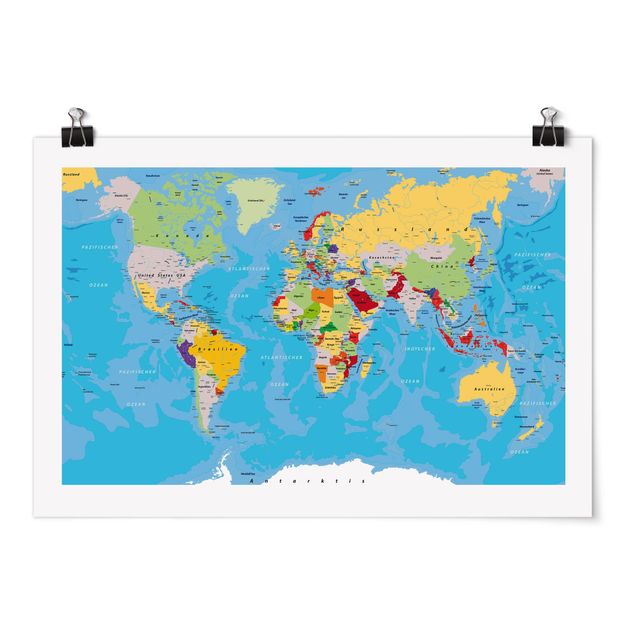 Poster carte du monde Les pays du monde