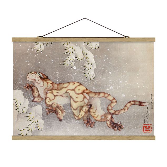 Tableaux moderne Katsushika Hokusai - Tigre dans une tempête de neige