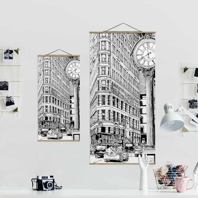 Tableau en tissu avec porte-affiche - City Study - Flatiron Buidling