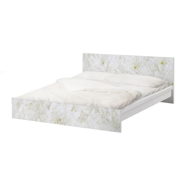 Papier adhésif pour meuble IKEA - Malm lit 180x200cm - Dahlias Sea Of Flowers White