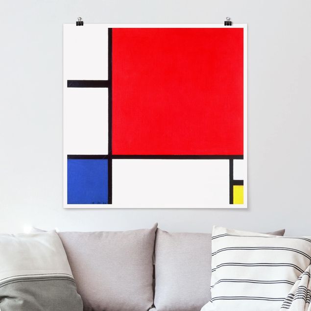 Tableau impressionniste Piet Mondrian - Composition avec rouge, bleu et jaune