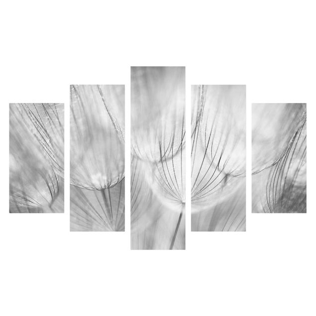 Toile pissenlit Pissenlits en macrophotographie en noir et blanc
