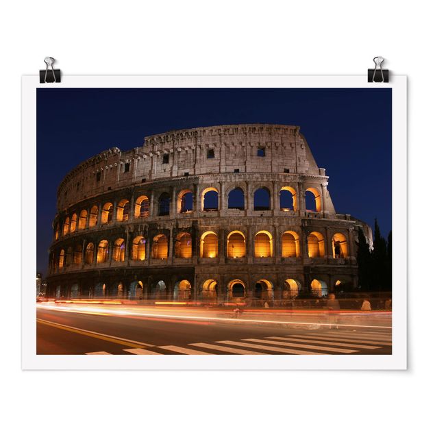 Poster architecture Colisée à Rome la nuit