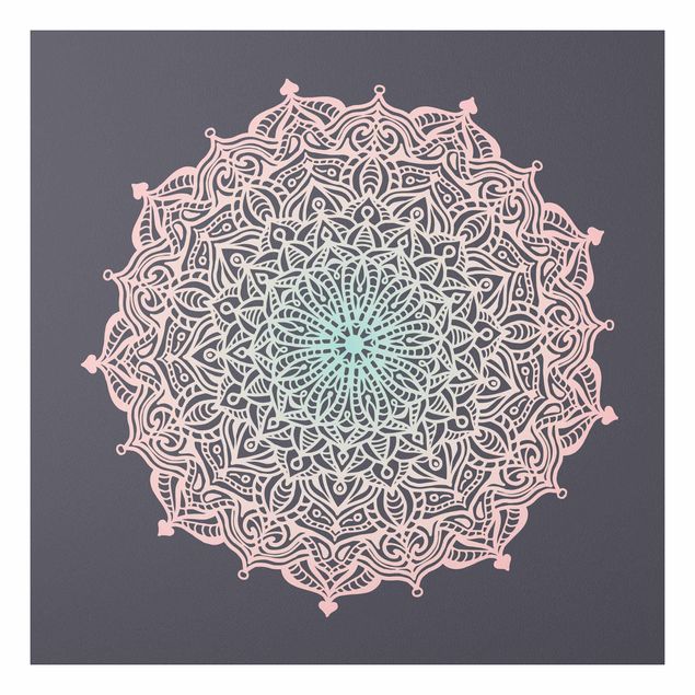 Tableau moderne Ornement Mandala en rose et bleu