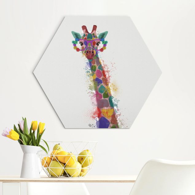 Décoration chambre bébé Taches arc-en-ciel Trio de Girafe