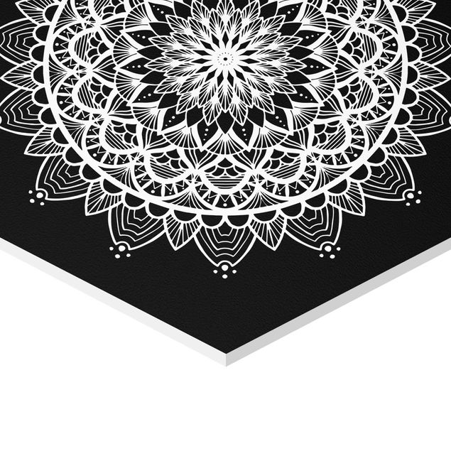 Tableaux Mandala Illustration Shabby Set Noir Blanc