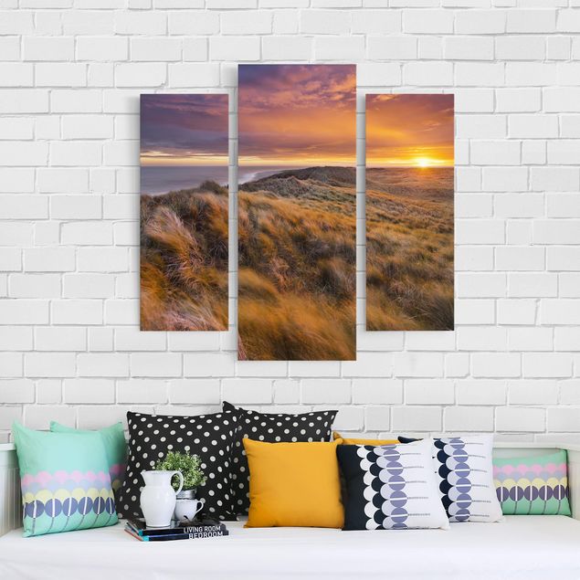 Tableaux sur toile avec dunes Lever de soleil sur la plage de Sylt