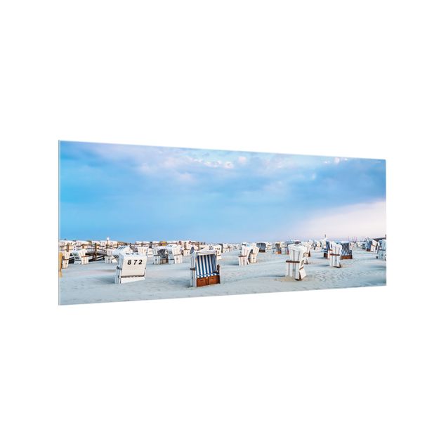 Fonds de hotte - Beach Chairs On The North Sea Beach - Panorama 5:2