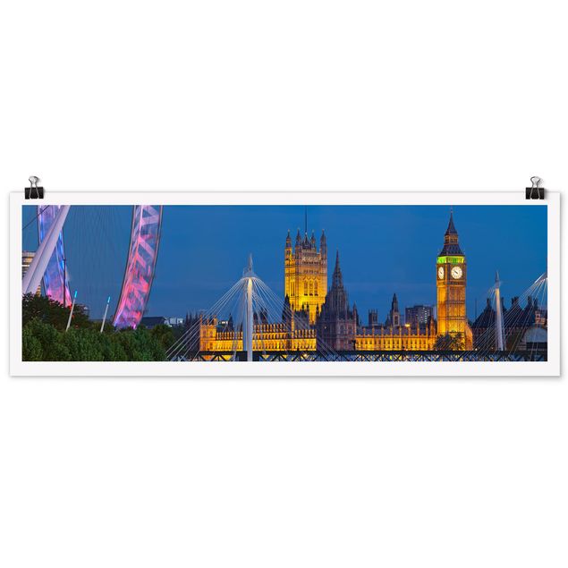 Posters villes Big Ben et Palais de Westminster à Londres la nuit