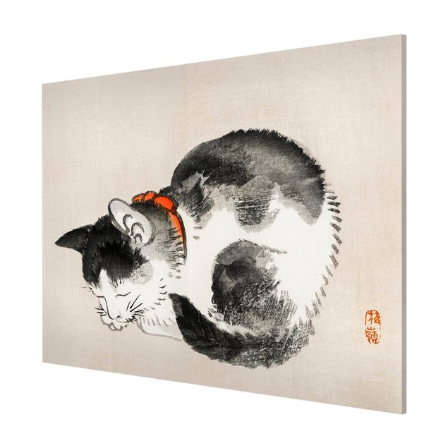 Tableaux animaux Dessin vintage asiatique Chat endormi