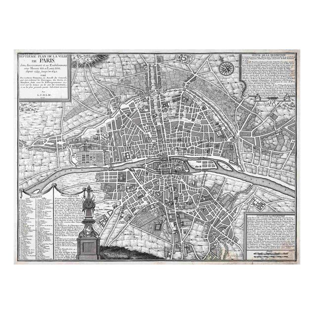 Fonds de hotte - Vintage Map City Of Paris Around 1600 - Format paysage 4:3