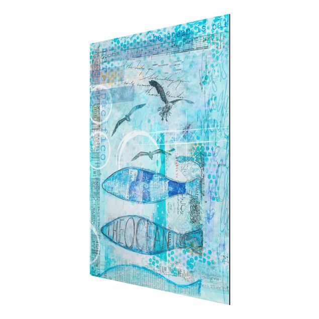 Tableaux moderne Collage coloré - Poisson bleu