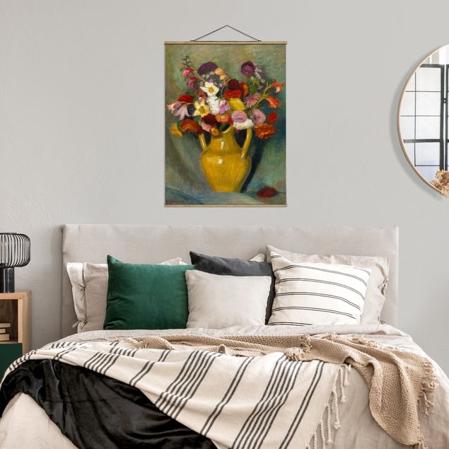 Tableaux Artistiques Otto Modersohn - Bouquet coloré dans une cruche en argile jaune