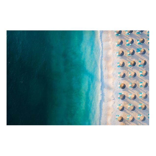 Tableau paysages Plage de sable blanc avec parasols de paille