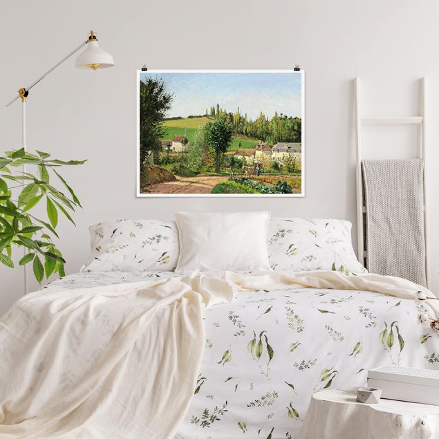 Tableau impressionniste Camille Pissarro - Hameau dans les collines surélevées de Pontoise