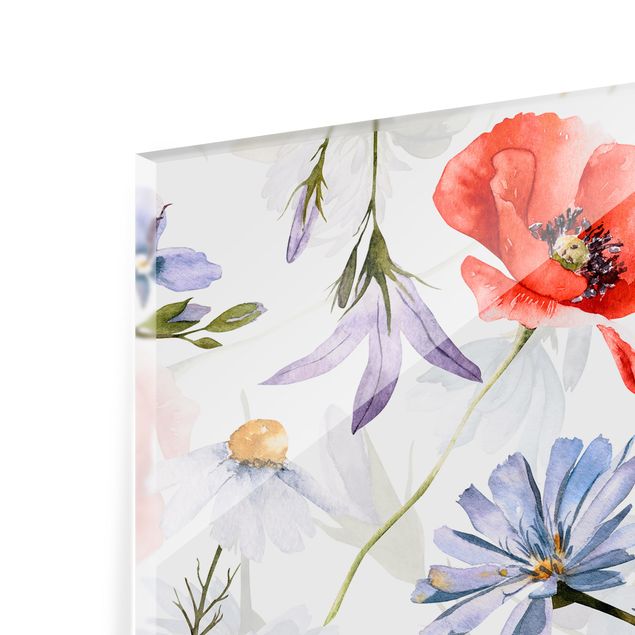 Fonds de hotte - Watercolour Poppy With Cloverleaf - Format paysage 1:1