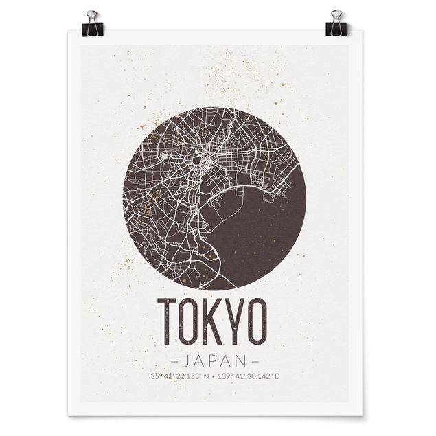 Tableaux modernes Plan de ville de Tokyo - Rétro