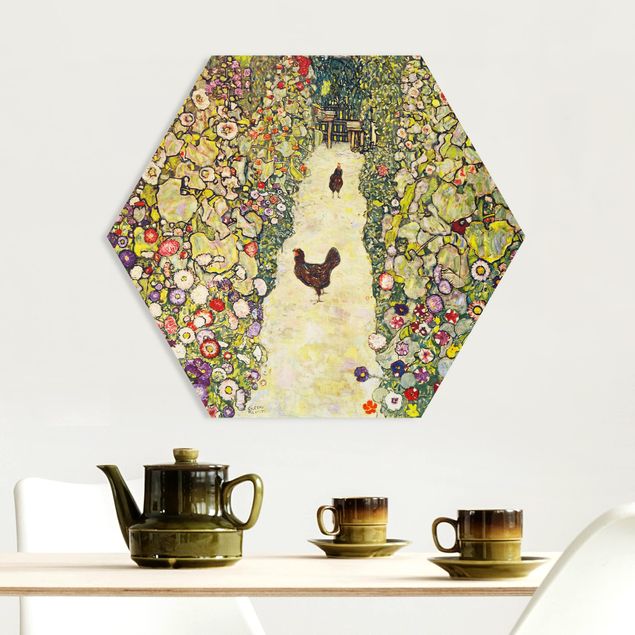 Tableau Art Déco Gustav Klimt - Chemin de jardin avec poules