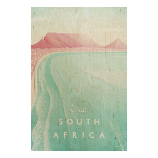 Tableaux en bois avec paysage Poster de voyage - Afrique du Sud