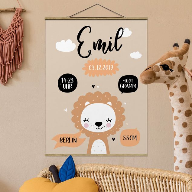 Décoration chambre bébé Amour Lion avec texte personnalisé