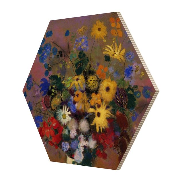 Reproduction tableaux célèbres Odilon Redon - Vase blanc avec des fleurs