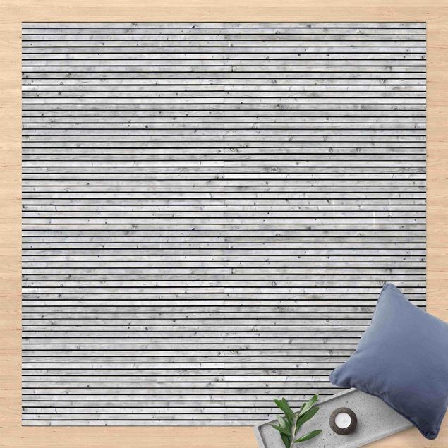 tapis extérieur Mur en bois avec des bandes étroites noir et blanc