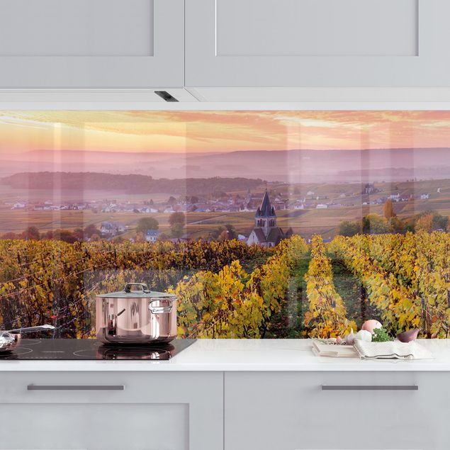 Déco murale cuisine Vignobles au coucher du soleil