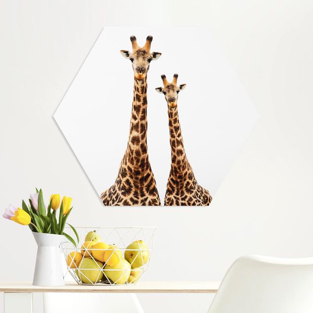 Décoration chambre bébé Portait de deux girafes