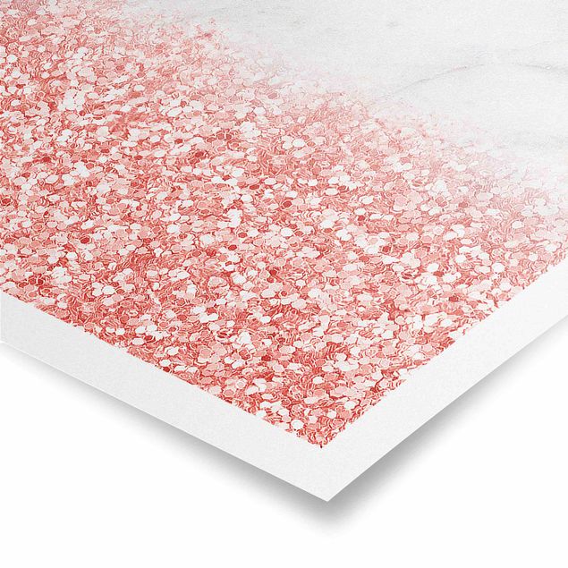 Tableaux gris Marbre avec confettis roses