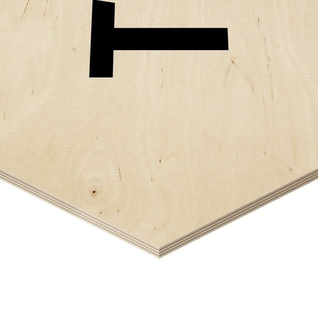 Hexagone en bois - Letter White T