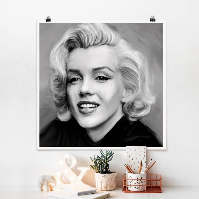 Posters en noir et blanc Marilyn en privé