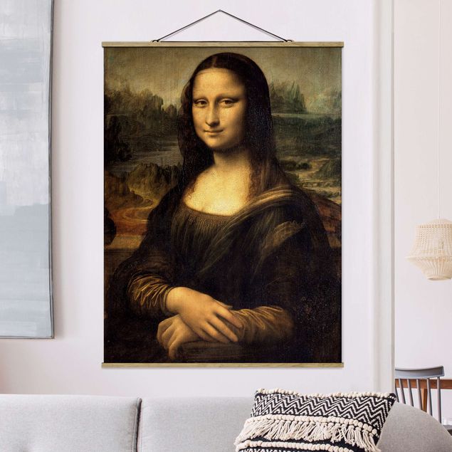 Tableau en tissu avec porte-affiche - Leonardo da Vinci - Mona Lisa