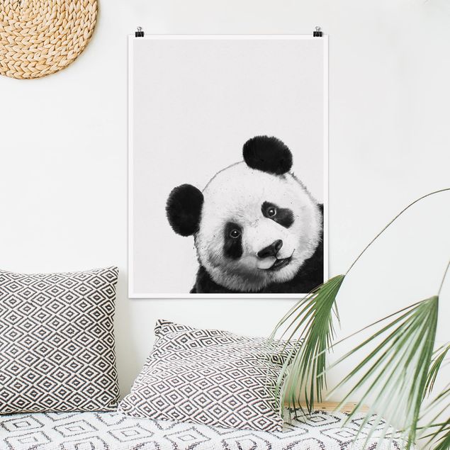 Tableau ourson Illustration Panda Dessin Noir Et Blanc