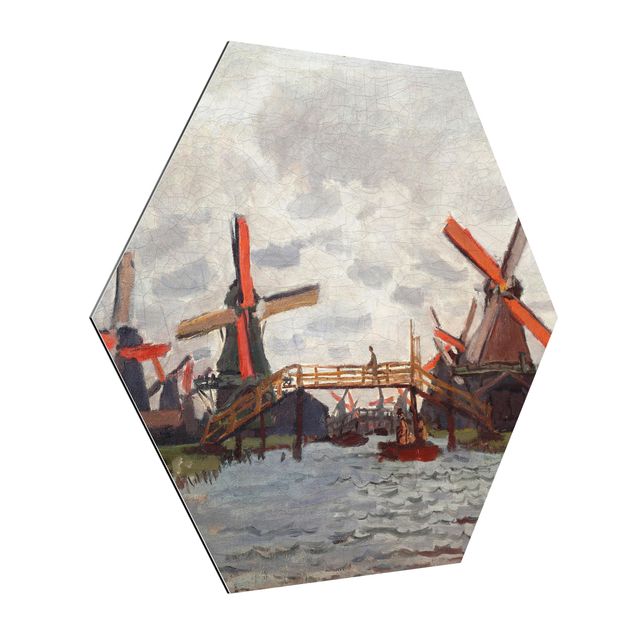 Tableaux moderne Claude Monet - Moulins à vent à Westzijderveld près de Zaandam