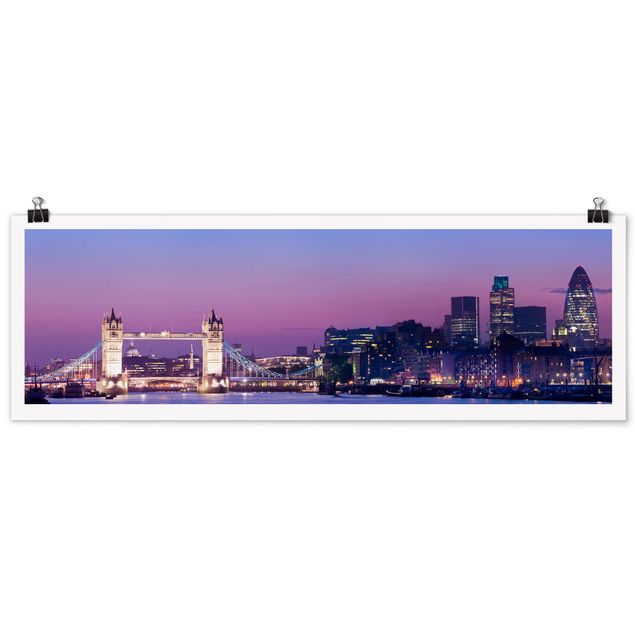 Poster villes Tower Bridge à Londres la nuit