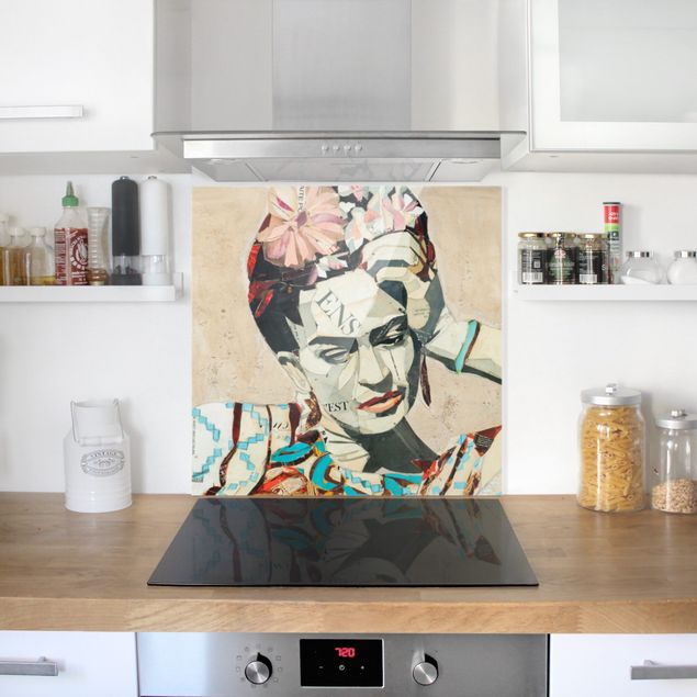 crédence cuisine en verre Frida Kahlo - Collage No.1