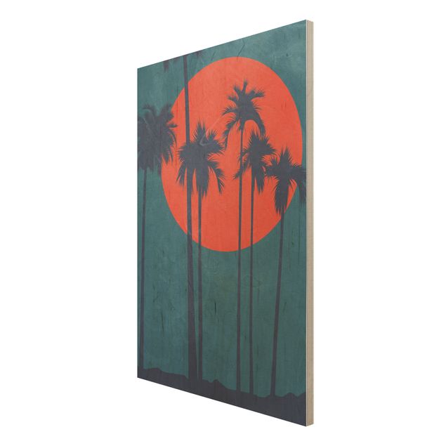 Tableaux en bois avec paysage Palmier Côte d'Azur