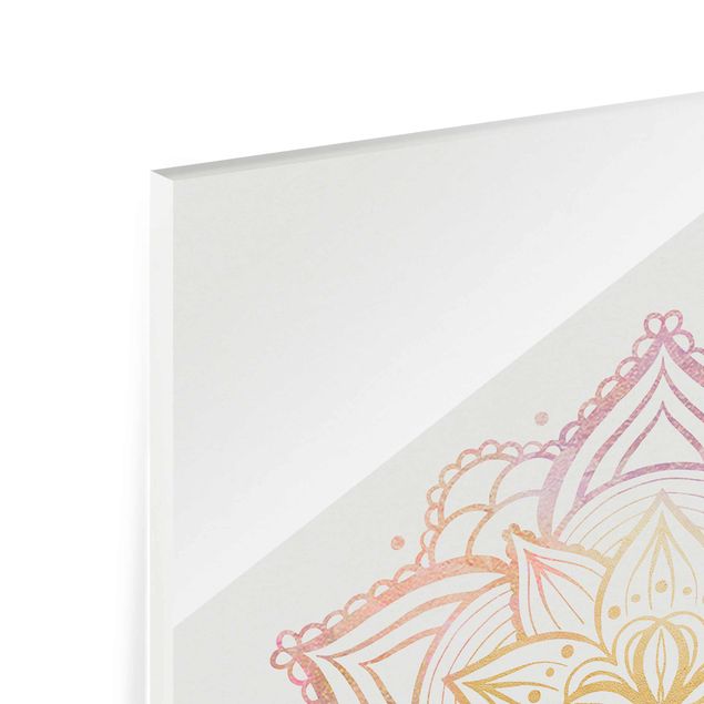 Tableau en verre - Mandala Illustration Dream Gold Rose
